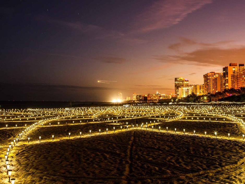 Light design on the beach