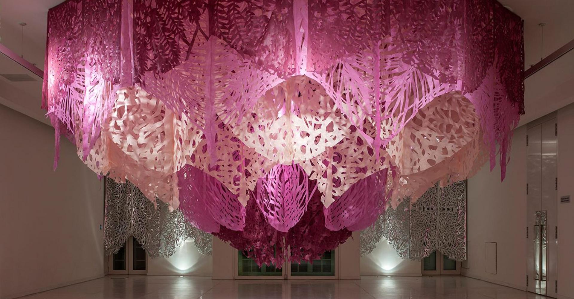 Large tissue paper chandelier