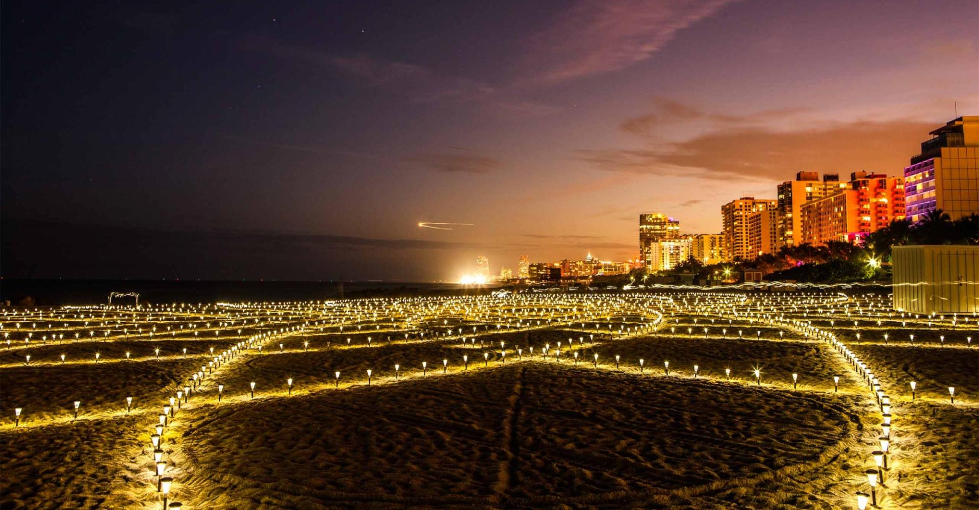 Light design on the beach